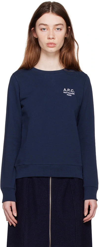 A.p.c. Skye Logo Cotton Sweatshirt In Blue