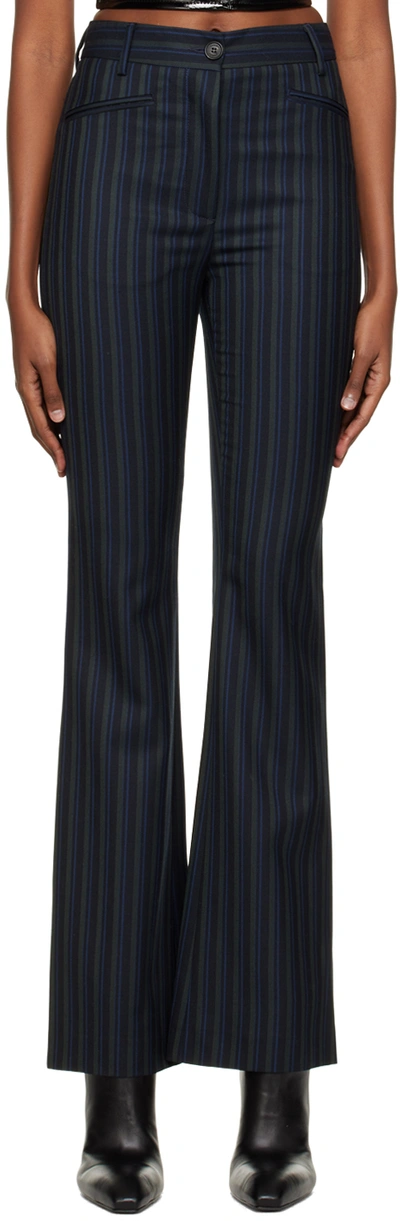 Ambush Navy Striped Trousers In Indigo No Colour