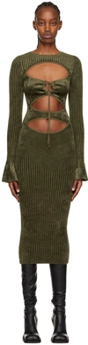 ANDREÄDAMO KHAKI CUTOUT MIDI DRESS