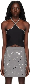 Msgm Black Star Halter Top In 99 Black