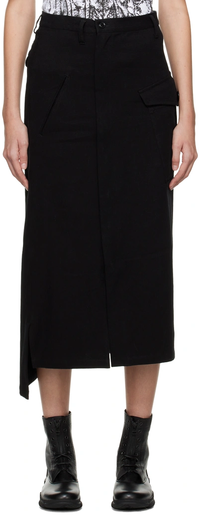 Y's Black Sundried Washer Maxi Skirt In 2 Black