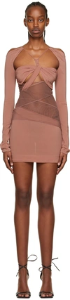 Nensi Dojaka Ssense Exclusive Pink Minidress In Caramel