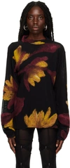 FEBEN BLACK PETAL SWEATER