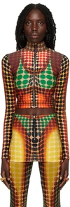 Jean Paul Gaultier Brown Dots Track Jacket In 155060-orange/blue/b
