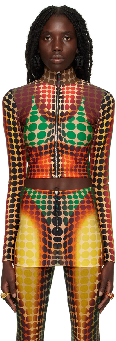 Jean Paul Gaultier Brown Dots Track Jacket In Orange  Blue  & Brown