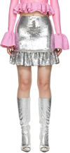 RABANNE SILVER SEQUINNED MINISKIRT