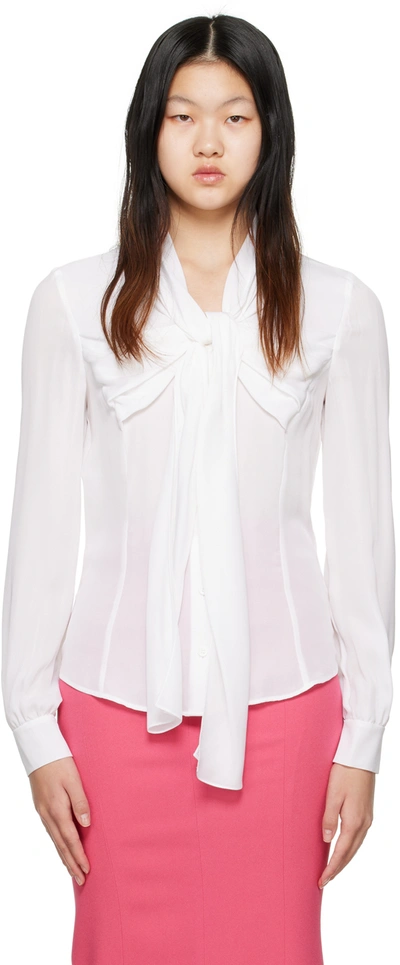 Moschino White Bow Shirt In A0001 White