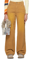 We11 Done Brown Washed Trousers In Camel