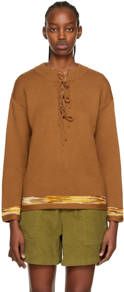Bode Brown Edge Trim Sweater In Brown Brown