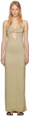 Jacquemus La Robe Goccia Halter Column Jersey Slip Dress In 150 Beige