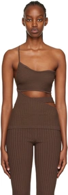 Andreädamo Brown One-shoulder Tank Top In 003 0477 Nude
