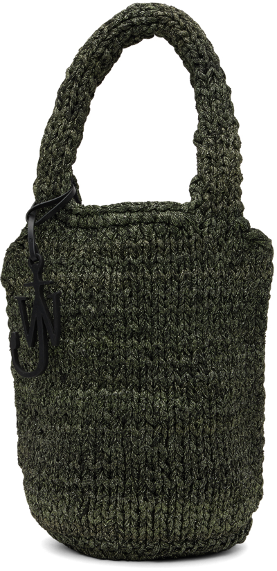 Jw Anderson Green Knitted Shopper Tote In 595 Olive