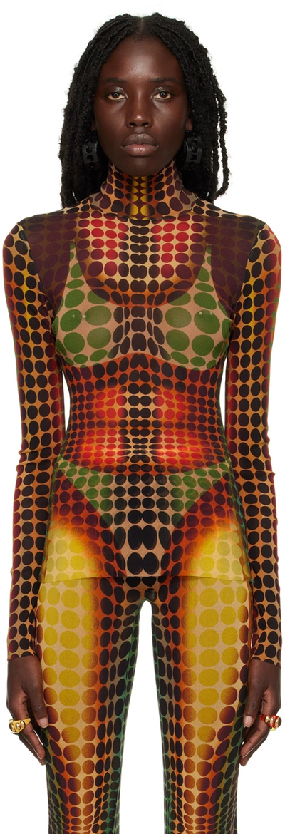 Jean Paul Gaultier Brown Dots Turtleneck In 155060-orange/blue/b