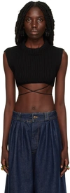 Jean Paul Gaultier Black Tied Crop Tank Top In 00-black