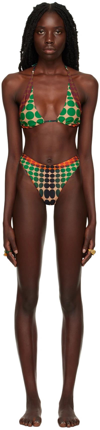 Jean Paul Gaultier Brown Dots Bikini In 155060-orange/blue/b