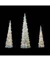 Northlight 39.25" Led Lighted Cone Tree Christmas Decoration, Set Of 3 In White