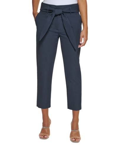 Dkny Petite Paperbag-waist Pants In Classic Navy