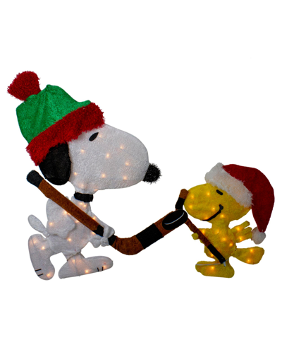 Northlight Lighted Snoopy And Woodstock Play Hockey Outdoor Christmas Yard Decoration, 28" In White