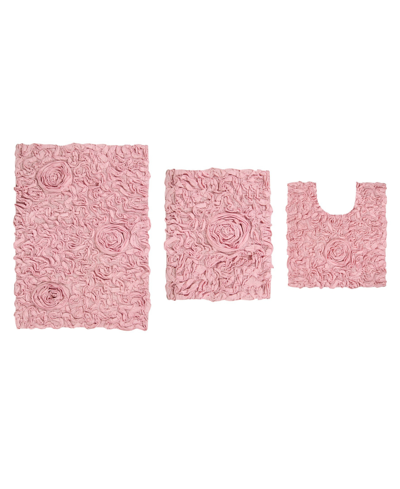 Home Weavers Bell Flower 3-pc. Bath Rug Set In Pink