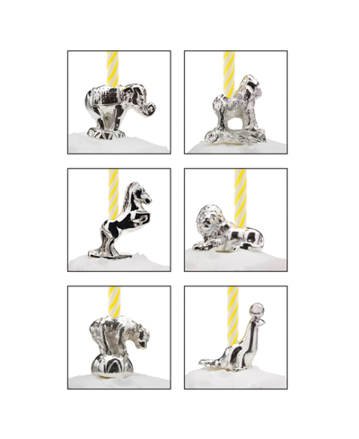 Reed & Barton Let's Celebrate Circus Animals Candle Set, 6 Pieces In Multi And Silver Plate