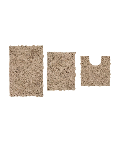 Home Weavers Bell Flower 3-pc. Bath Rug Set In Linen