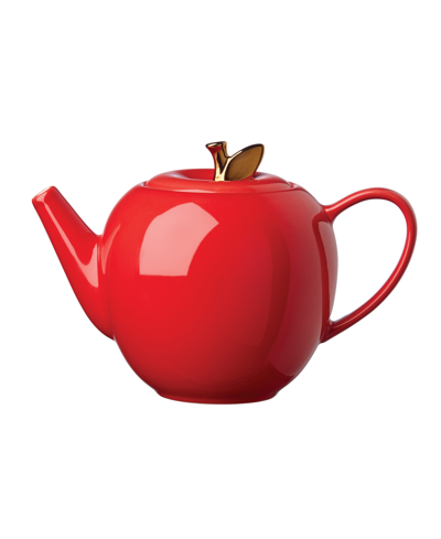 Kate Spade Knock On Wood Apple Teapot In Red