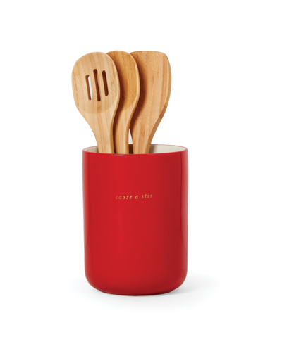 Kate Spade Knock On Wood Apple Crock With Servers 4 Piece Set In Red
