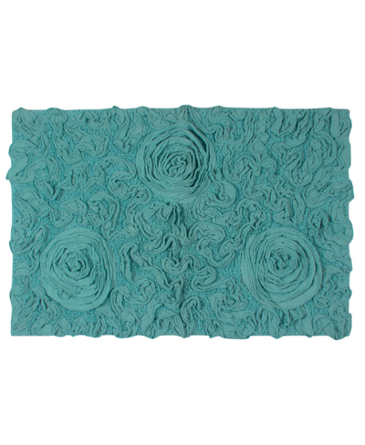 Home Weavers Bell Flower Bath Rug, 21" X 34" In Turquoise