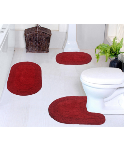 Home Weavers Double Ruffle 3-pc. Bath Rug Set In Red