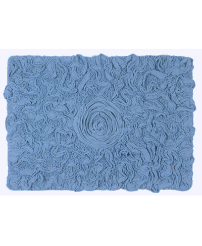 Home Weavers Bell Flower Bath Rug, 17" X 24" In Sky Blue