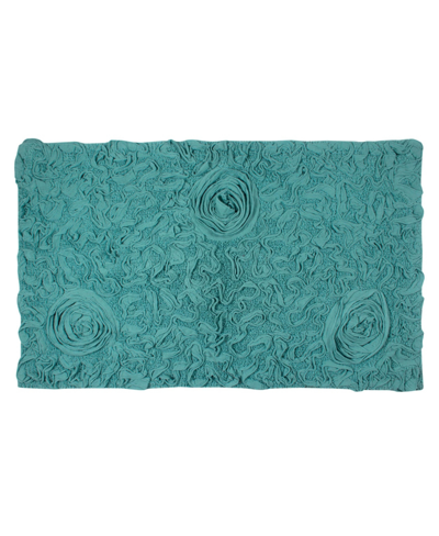 Home Weavers Bell Flower Bath Rug, 24" X 40" In Turquoise