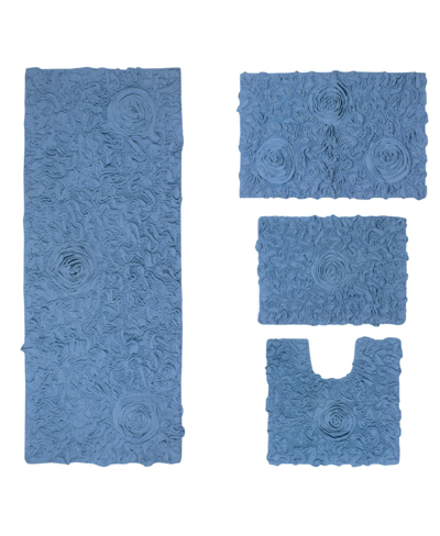 Home Weavers Bell Flower 4-pc. Bath Rug Set In Sky Blue