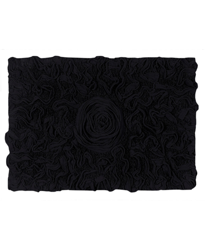 Home Weavers Bell Flower Bath Rug, 17" X 24" In Black