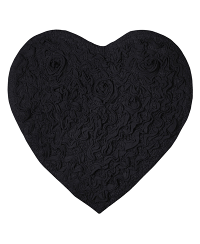 Home Weavers Bell Flower Heart Bath Rug, 25" X 25" In Black