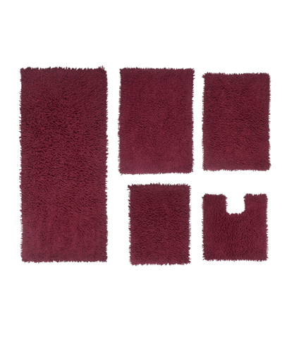 Home Weavers Fantasia Bath Rug Set, 5 Piece Bedding In Red