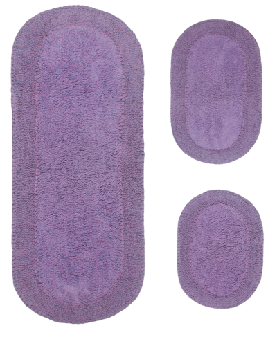 Home Weavers Double Ruffle 3-pc. Bath Rug Set In Purple