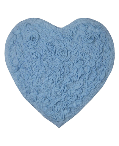 Home Weavers Bell Flower Heart Bath Rug, 25" X 25" In Sky Blue