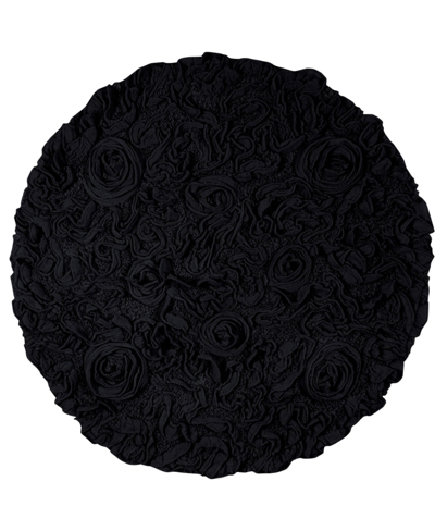 Home Weavers Bell Flower Bath Rug, 30" Round In Black