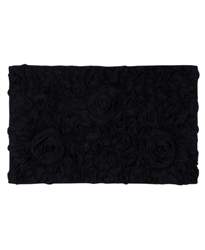 Home Weavers Bell Flower Bath Rug, 21" X 34" In Black