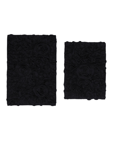 Home Weavers Bell Flower 2-pc. Bath Rug Set In Black