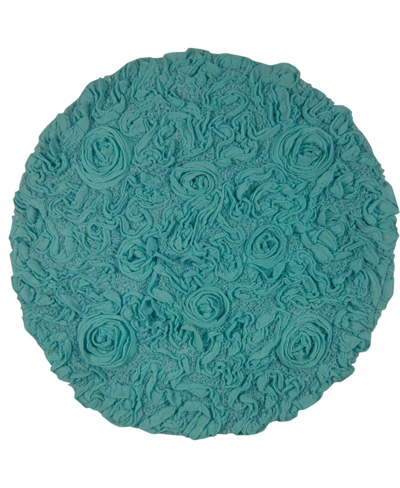 Home Weavers Bell Flower Bath Rug, 30" Round In Turquoise