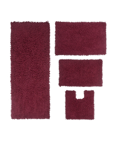 Home Weavers Fantasia Bath Rug Set, 4 Piece Bedding In Red