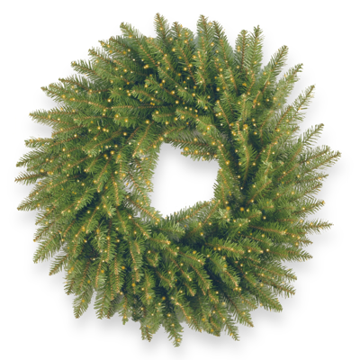 National Tree Company 24" Kingswood Fir Wreath With 250 Battery Operated Infinity Lights In Green