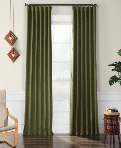 Exclusive Fabrics & Furnishings Blackout Faux Linen Panel, 50" X 96" In Olive
