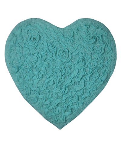 Home Weavers Bell Flower Heart Bath Rug, 25" X 25" In Turquoise