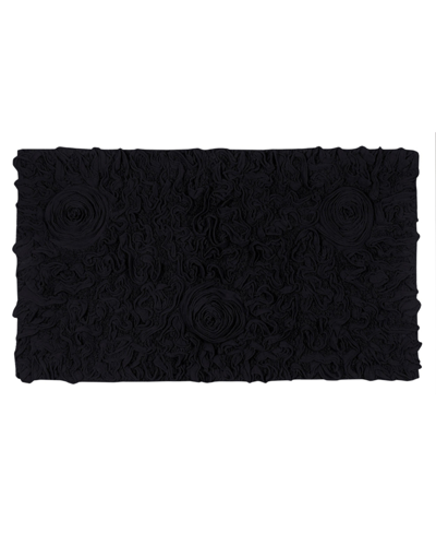 Home Weavers Bell Flower Bath Rug, 24" X 40" In Black