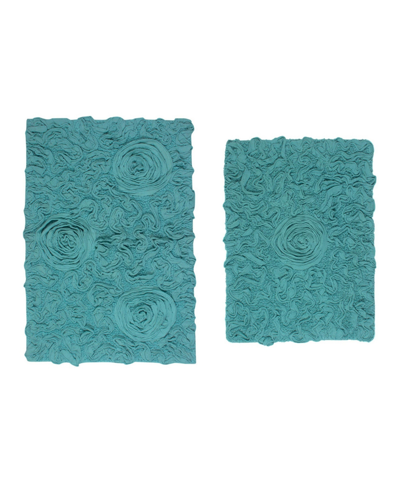 Home Weavers Bell Flower 2-pc. Bath Rug Set In Turquoise