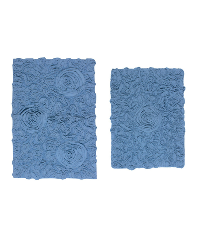 Home Weavers Bell Flower 2-pc. Bath Rug Set In Sky Blue