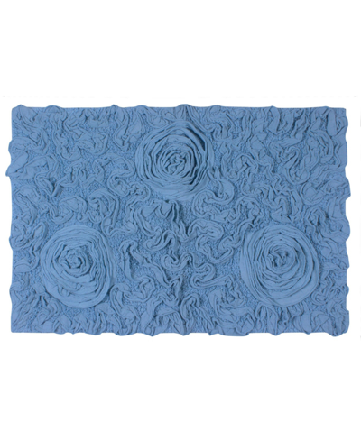 Home Weavers Bell Flower Bath Rug, 21" X 34" In Sky Blue