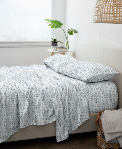 Ienjoy Home Home Collection Premium Ultra Soft Chambray Style Pattern 4 Piece Bed Sheets Set, California King In Violets